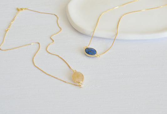 Handmade natural gemstone necklace/lapis lazuli choker/delicate crystal necklace/