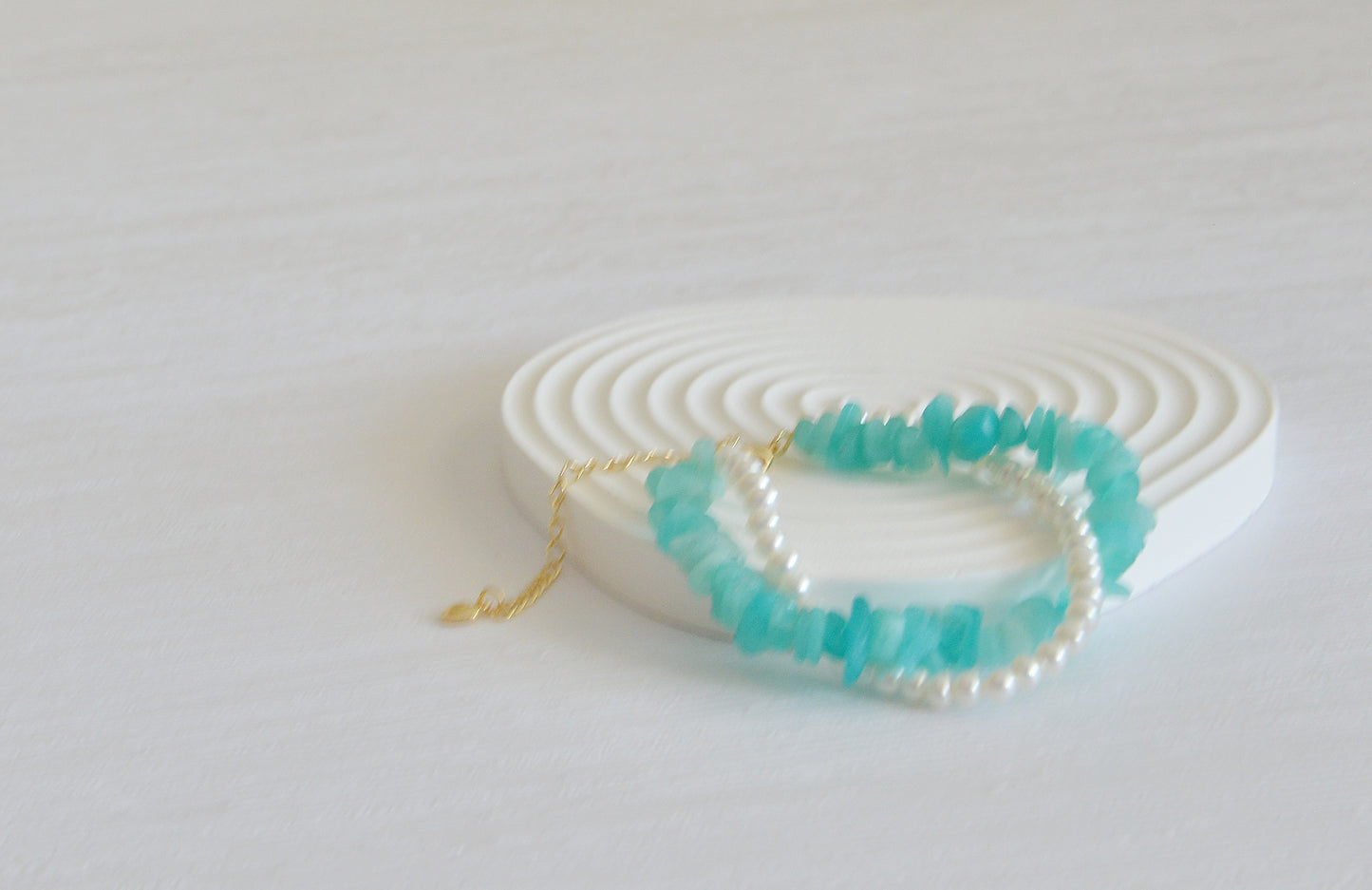 Handmade Freshwater Pearl with amazonite bracelet