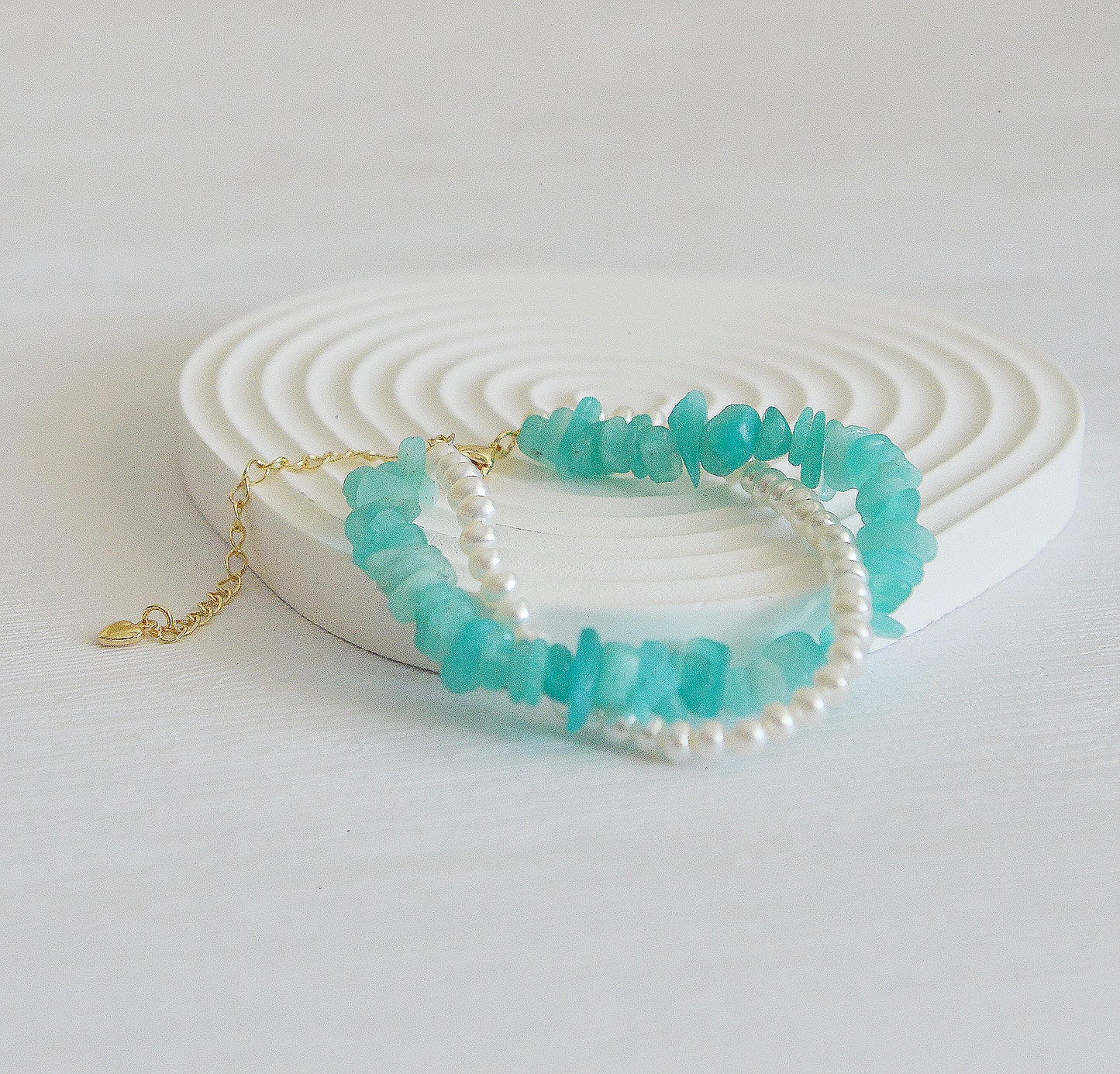 Handmade Freshwater Pearl with amazonite bracelet