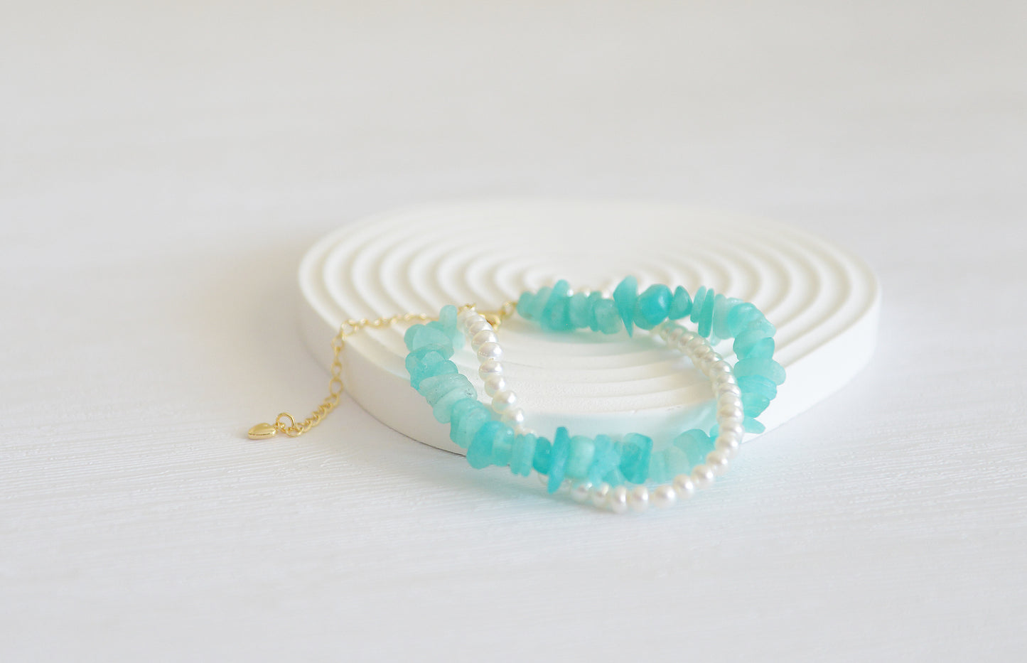 Handmade Freshwater Pearl with amazonite bracelet