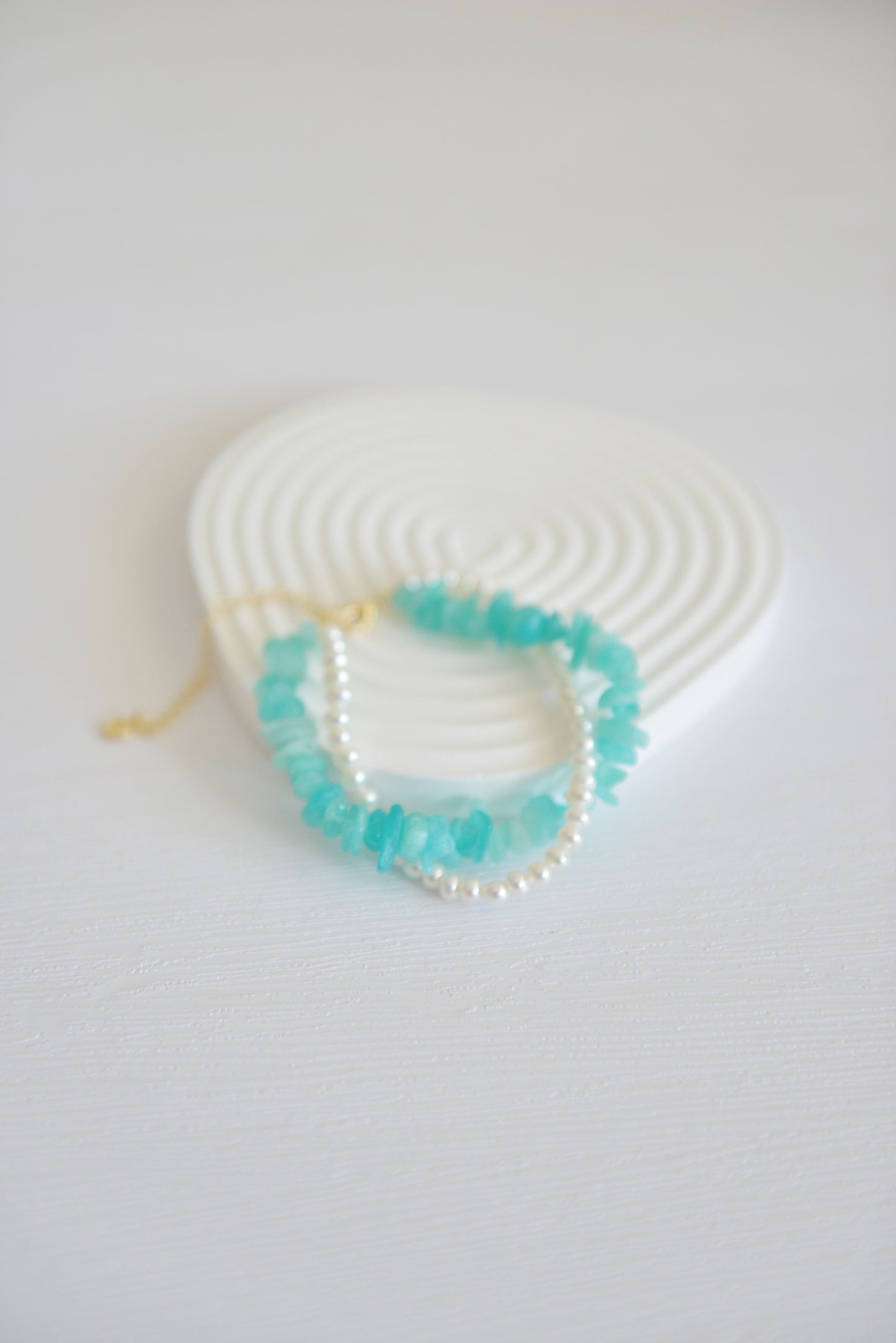 Handmade Freshwater Pearl with amazonite bracelet