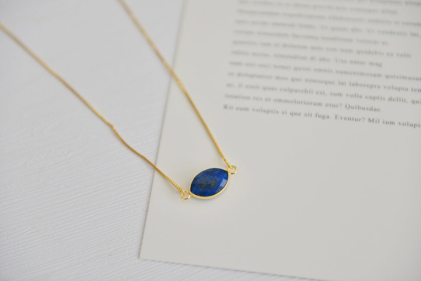 Handmade natural gemstone necklace/lapis lazuli choker/delicate crystal necklace/