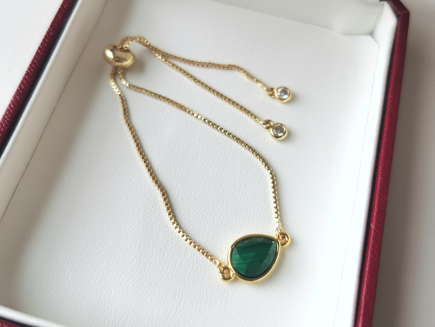 Handmade natural gemstone Bracelet, Gold crystal Jewelry, Adjustable Bracelet,  Box Chain Bracelet, Celestial Jewelry, amazonite, malachite
