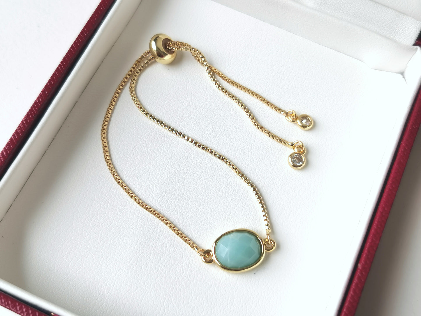 Handmade natural gemstone Bracelet, Gold crystal Jewelry, Adjustable Bracelet,  Box Chain Bracelet, Celestial Jewelry, amazonite, malachite