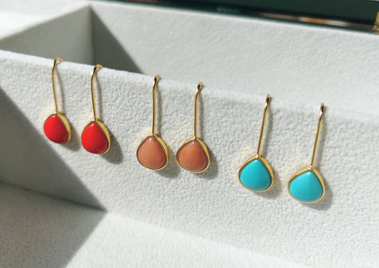 Handmade Turquoise Earrings/ Red Turquoise Earrings,/Pink Opal Earrings/Natural Gemstone/Real Stone/personalized Opal Earring