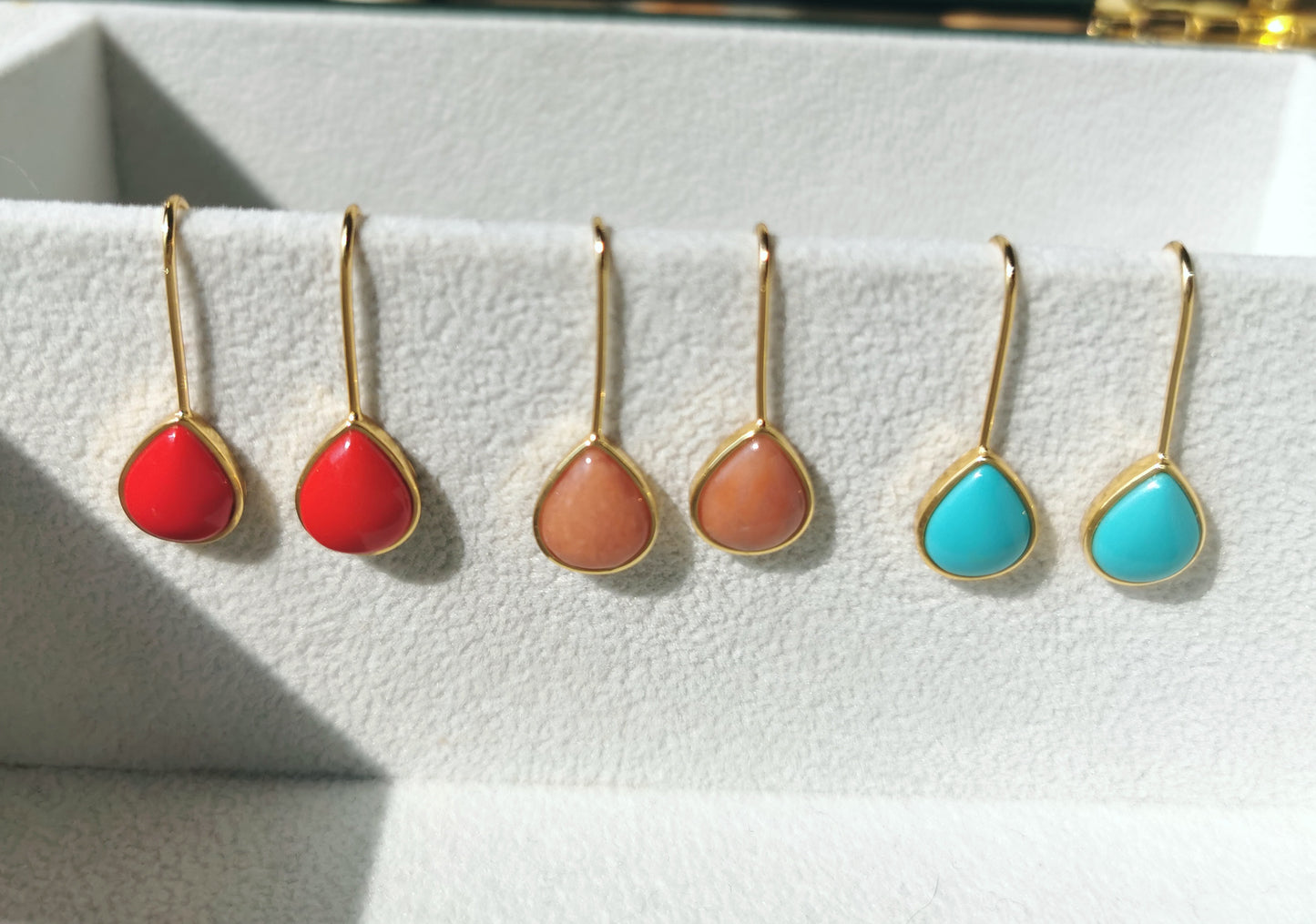 Handmade Turquoise Earrings/ Red Turquoise Earrings,/Pink Opal Earrings/Natural Gemstone/Real Stone/personalized Opal Earring