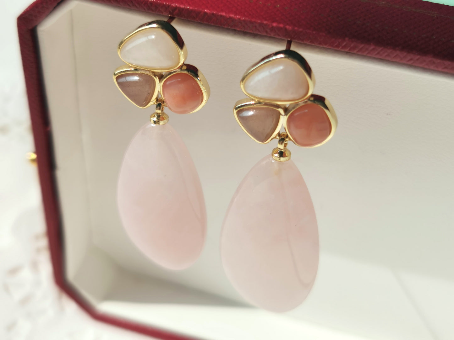 Handmade Amazonite Earrings, Rose Quartz Earrings, Green Aventurine Earrings
