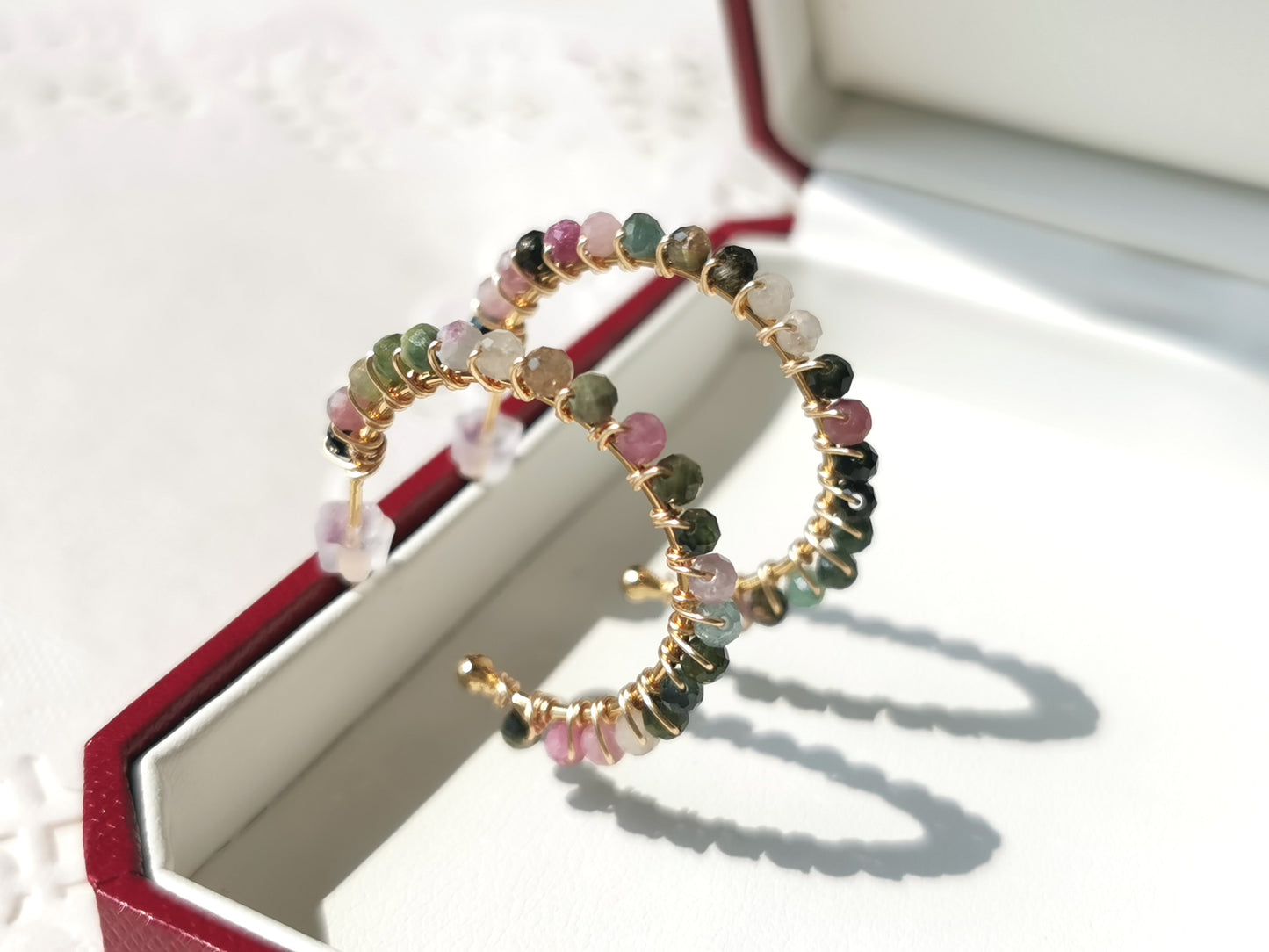 Handmade Natural Gemstone/ Real Crystal Jewelry/Tourmaline necklace/Tourmaline Bracelet/Tourmaline Earrings/October birthstone