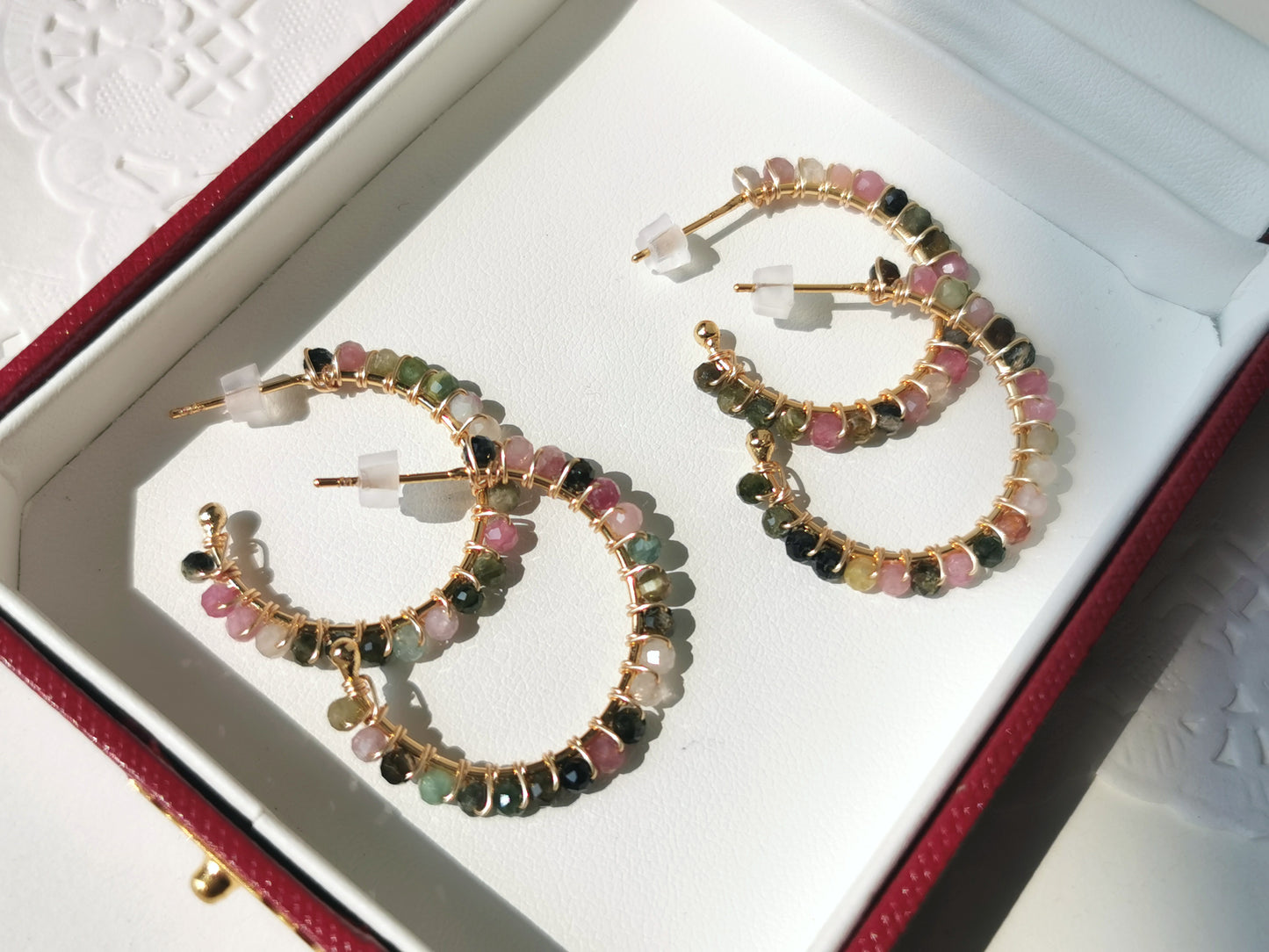 Handmade Natural Gemstone/ Real Crystal Jewelry/Tourmaline necklace/Tourmaline Bracelet/Tourmaline Earrings/October birthstone