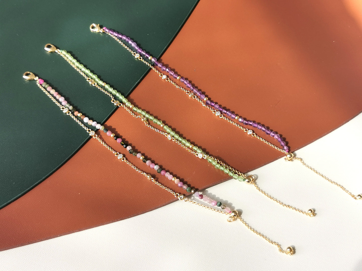 Handmade Natural Gemstone/ Real Crystal Jewelry/Peridot Bracelet/Amethyst Bracelet/Tourmaline Bracelet/Tourmaline Earrings/