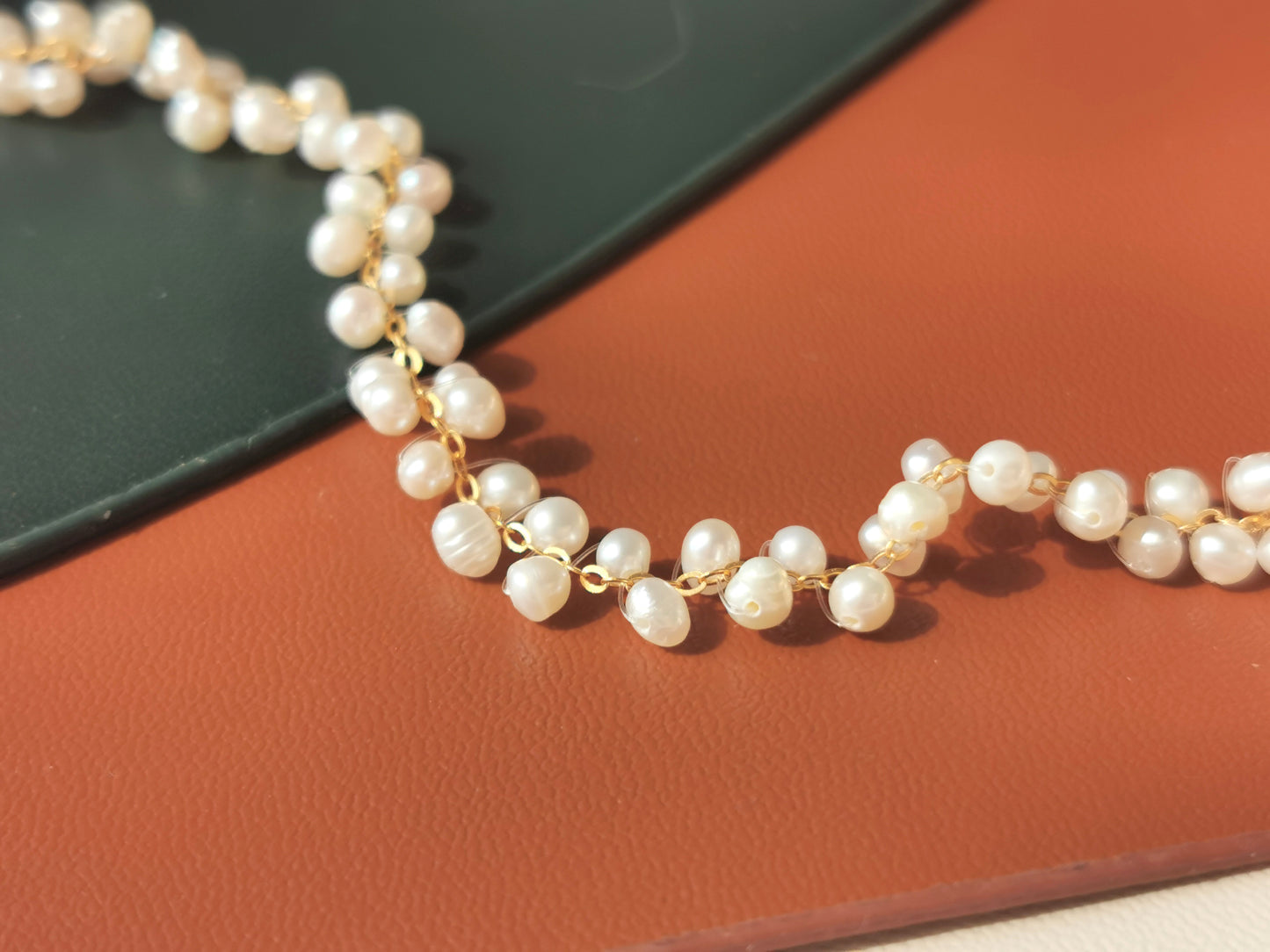 Handmade Freshwater Pearl Necklace/Pearl Choker/Pearl Bracelet/Pearl Earrings/Woven Pearl Choker Set/Real Pearl Jewelry/