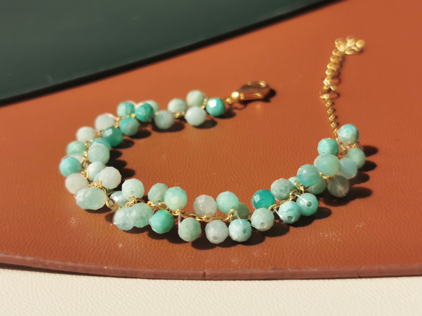Handmade Natural Gemstone/Real Gemstone/Amazonite Woven Choker/Amazonite Bracelet/Natural Gemstone Jewelry