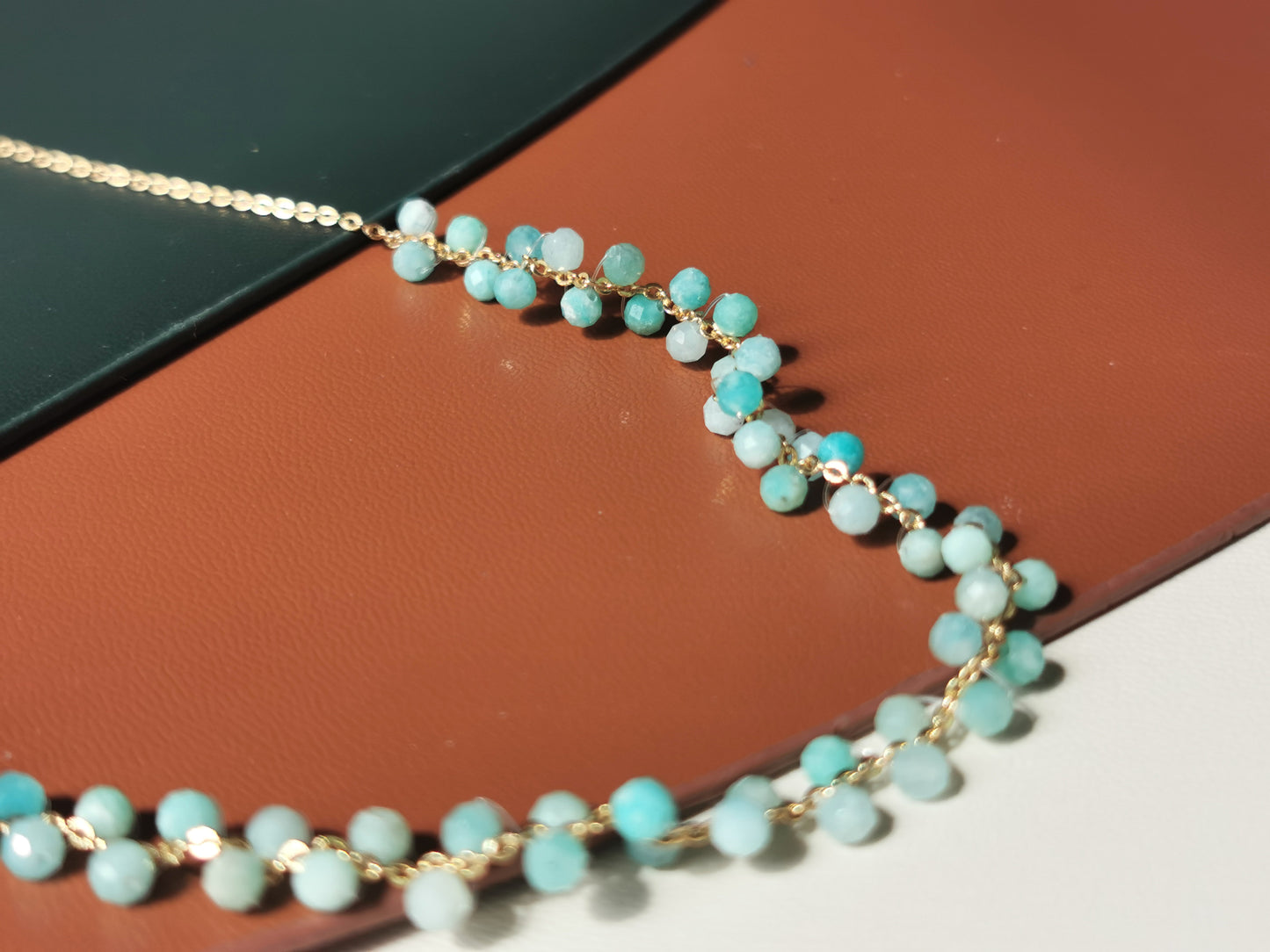 Handmade Natural Gemstone/Real Gemstone/Amazonite Woven Choker/Amazonite Bracelet/Natural Gemstone Jewelry