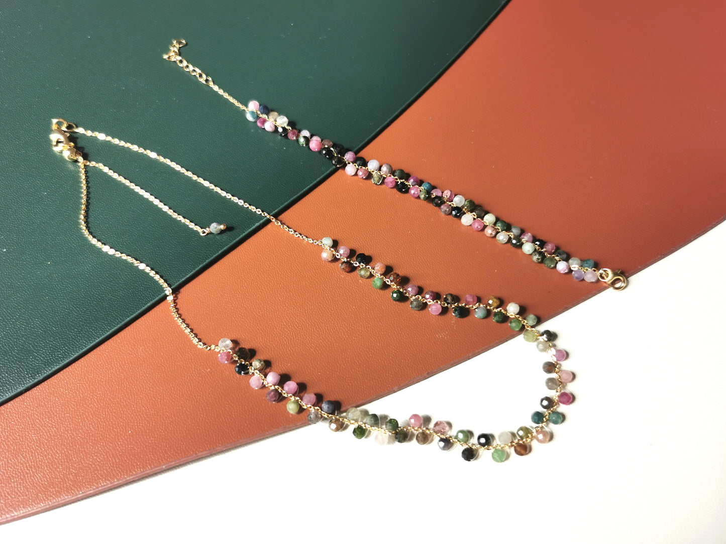 Handmade Natural Gemstone/ Real Crystal Jewelry/Tourmaline necklace/Tourmaline Bracelet/Tourmaline Earrings/October birthstone