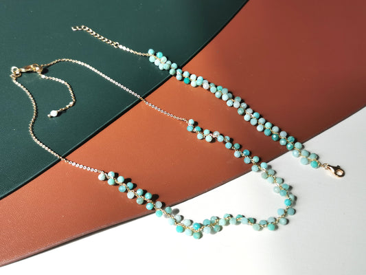 Handmade Natural Gemstone/Real Gemstone/Amazonite Woven Choker/Amazonite Bracelet/Natural Gemstone Jewelry