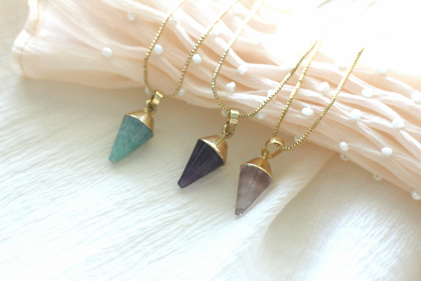 Handmade Natural Gemstone Jewelry/Amethyst Necklace/Amazonite pendent necklace/Rose quartz necklace