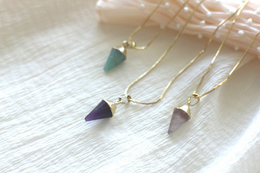 Handmade Natural Gemstone Jewelry/Amethyst Necklace/Amazonite pendent necklace/Rose quartz necklace