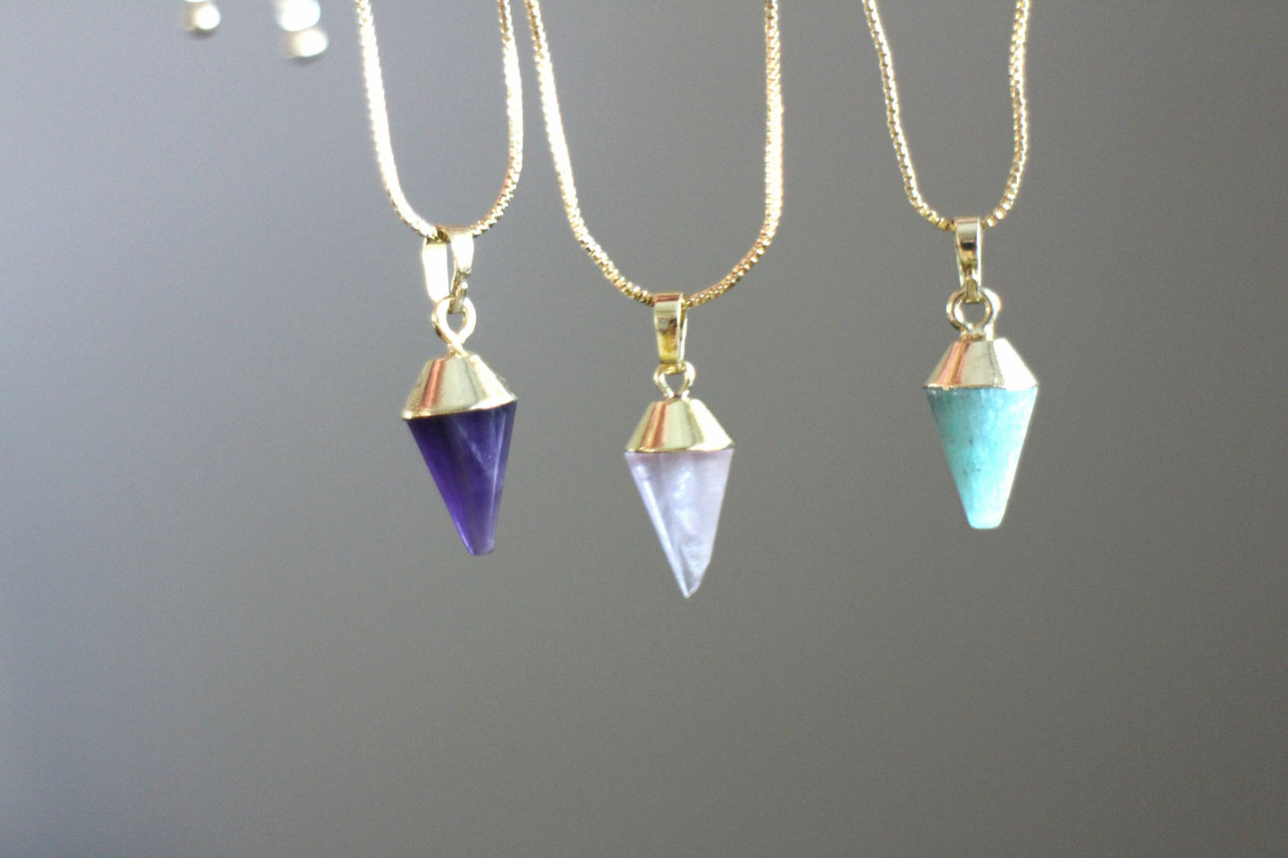 Handmade Natural Gemstone Jewelry/Amethyst Necklace/Amazonite pendent necklace/Rose quartz necklace