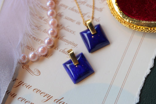 Vintage Sterling Silver Lazuli Stone Necklace/ Earrings