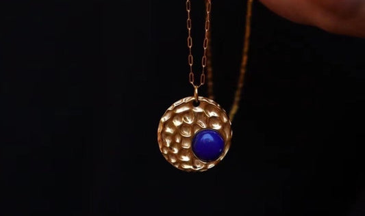 Two ways to wear / front natural lapis lazuli necklace / reverse owl sweater chain