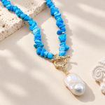 Convertible Turquoise Chip Baroque Pearl Necklace