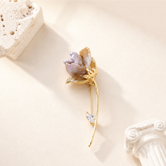 Lotus Baroque Pearl Stem Brooch