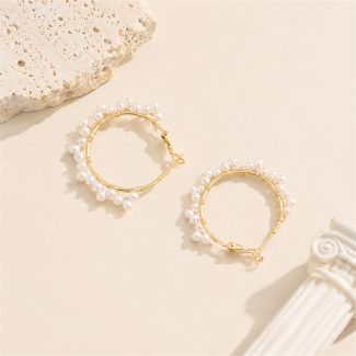 Handmade Freshwater Pearl Beaded Hoop Earrings