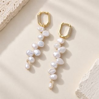 Cascading Freshwater Pearl Vine Drop Earrings