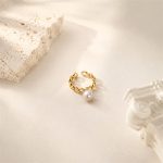 Linked Heart Freshwater Pearl Charm Ring