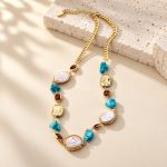 Turquoise Pearl Mixed Station Chain Necklace
