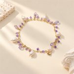 Amethyst Freshwater Pearl Dangle Charm Bracelet