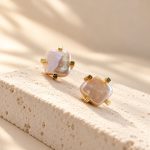 Four-Prong Square Baroque Pearl Stud Earrings