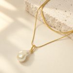 Layered Chain Baroque Pearl Pendant Necklace Set