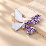Purple Stone Mother-of-Pearl Butterfly Brooch