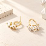 Petal Pearl Cluster Post Hoop Earrings