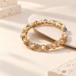 Colorful Pearl Blue Crystal Wire Cuff Bracelet