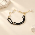 Double-Strand Black Spinel Baroque Pearl Bracelet