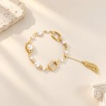 Pearl Nest Link Tassel Slider Bracelet