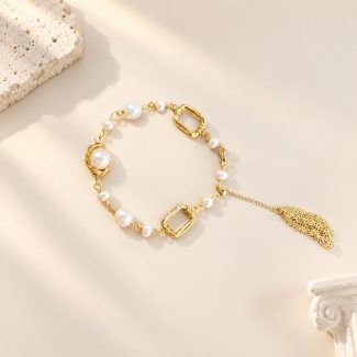 Pearl Nest Link Tassel Slider Bracelet