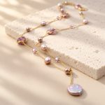 Lavender Baroque Pearl Glass Y Necklace