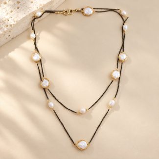 Black Beaded Freshwater Pearl Necklace