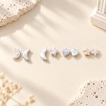 Moon Star Heart Freshwater Pearl Studs