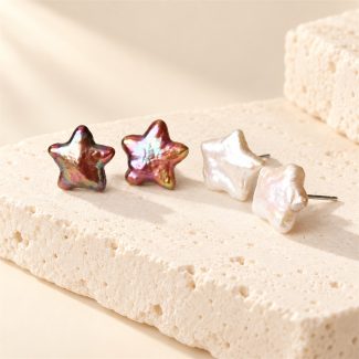 Iridescent Star Freshwater Pearl Stud Earrings