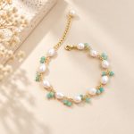 Amazonite Freshwater Pearl Station Bracelet