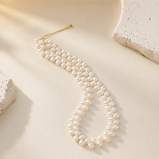 Wheat Pattern Rice Pearl Necklace