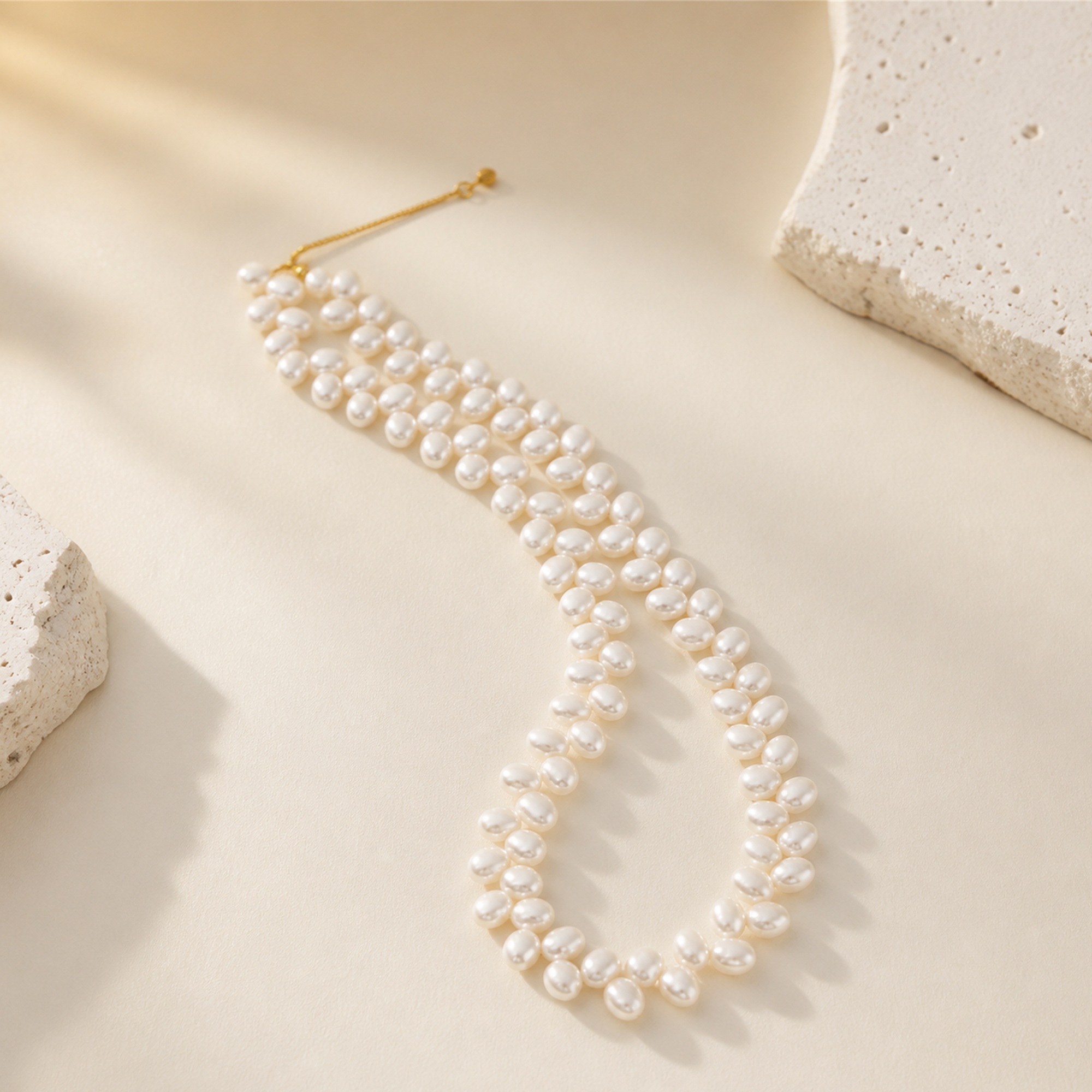 Wheat Pattern Rice Pearl Necklace