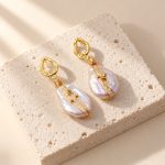 Beaded Wire Baroque Pearl Drop Earrings