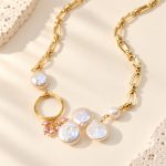 Baroque Pearl & Oval Link Necklace
