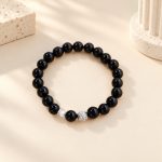 Black Obsidian & Freshwater Pearl Stretch Bracelet