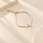Bezel Pearl Fine Beaded Bracelet